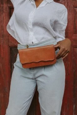 Purse & Clutch Leather Belt Bag - Russet Brown