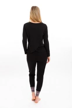 Leena & Lu Pima Long Sleeve Shirt - Black Best Sellers