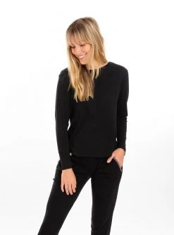 Leena & Lu Pima Long Sleeve Shirt - Black Best Sellers