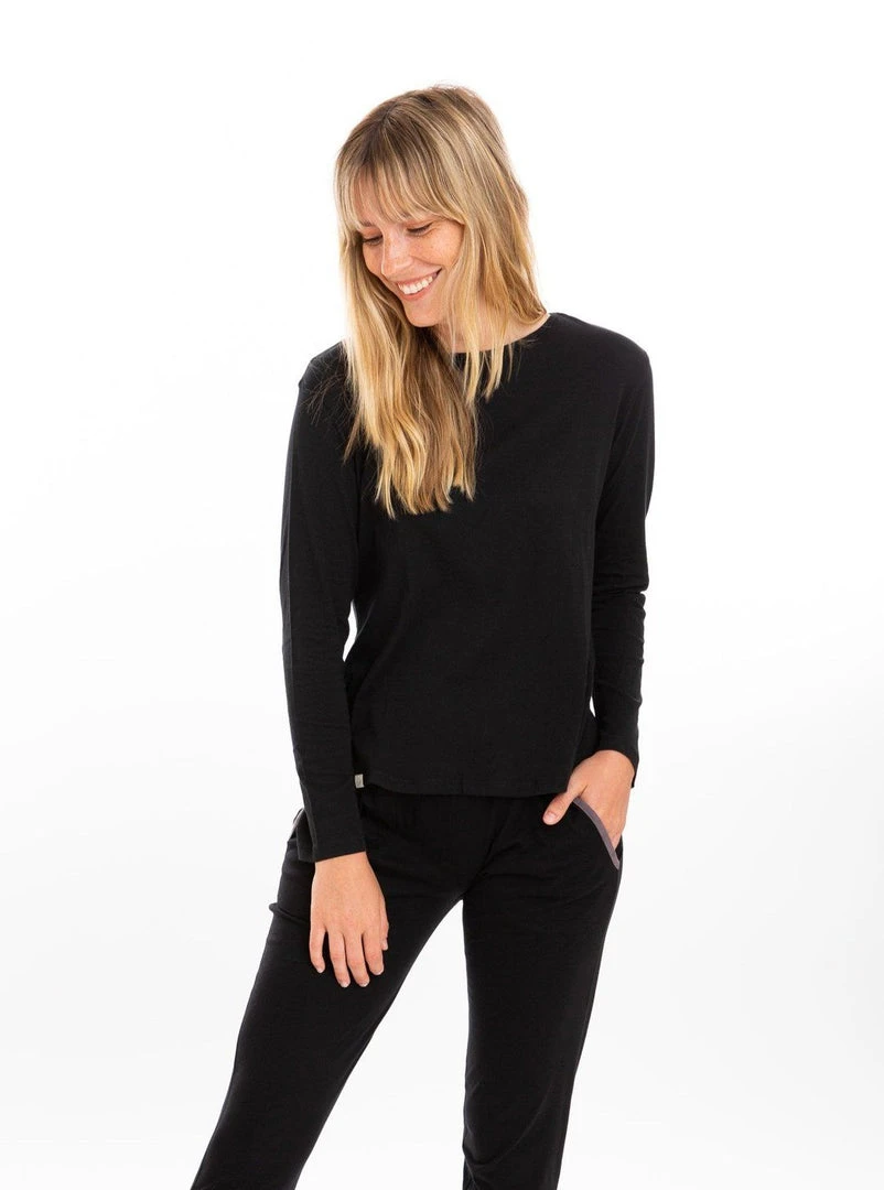 Leena & Lu Pima Long Sleeve Shirt - Black Best Sellers 3 Leena & Lu Pima Long Sleeve Shirt - Black Best Sellers