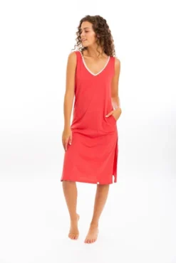Leena & Lu Pima Long Dress - Coral BIPOC Owned