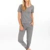 Leena & Lu Pima Short Sleeve Loungewear Set - Gray 1 Leena & Lu Pima Short Sleeve Loungewear Set - Gray