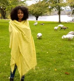 Swahili African Modern Lemon Gabi Tablecloth / Throw Blanket