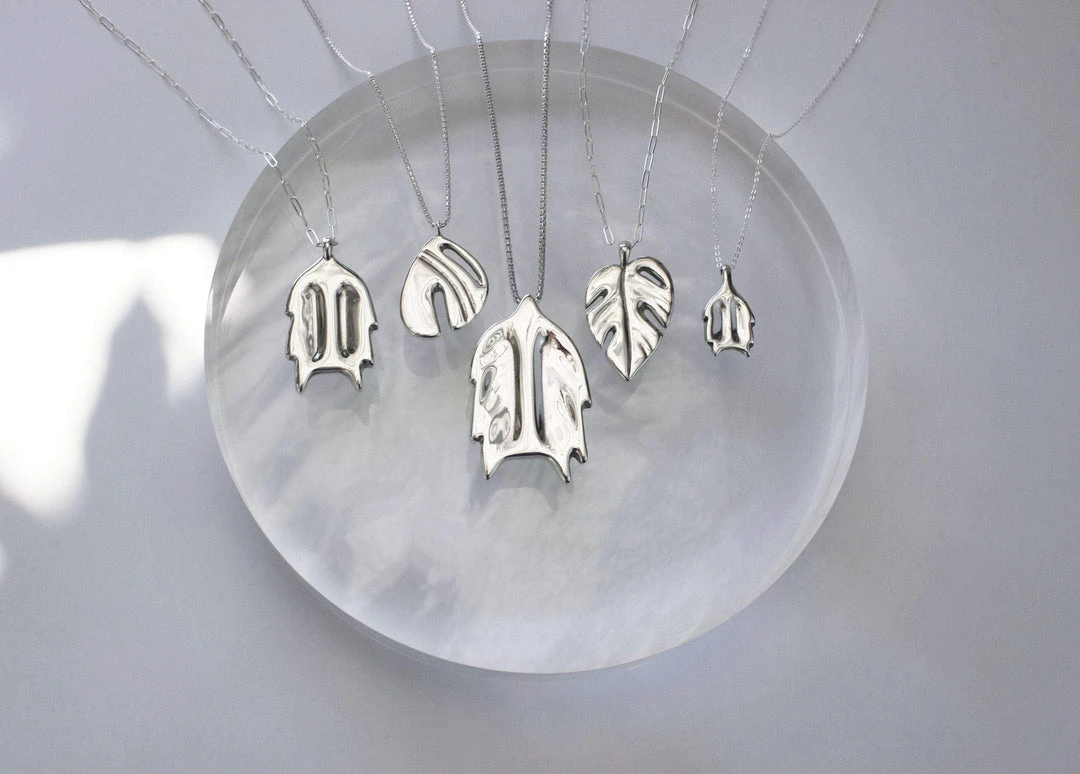 L.Greenwalt Jewelry Abstract Monstera Pendant Necklace 10 L.Greenwalt Jewelry Abstract Monstera Pendant Necklace