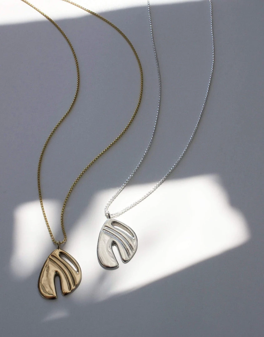 L.Greenwalt Jewelry Abstract Monstera Pendant Necklace 3 L.Greenwalt Jewelry Abstract Monstera Pendant Necklace