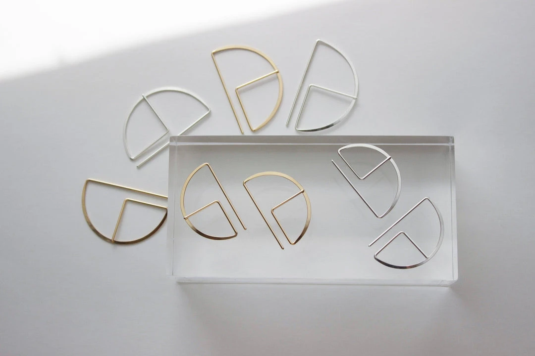 L.Greenwalt Jewelry Streamline Round Profile Earrings 4 L.Greenwalt Jewelry Streamline Round Profile Earrings