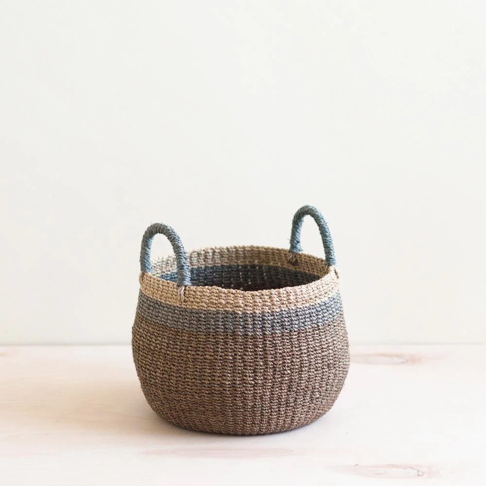 LIKHÂ Brown Tabletop Bulge Basket With Handles Home Goods 3 LIKHÂ Brown Tabletop Bulge Basket With Handles Home Goods
