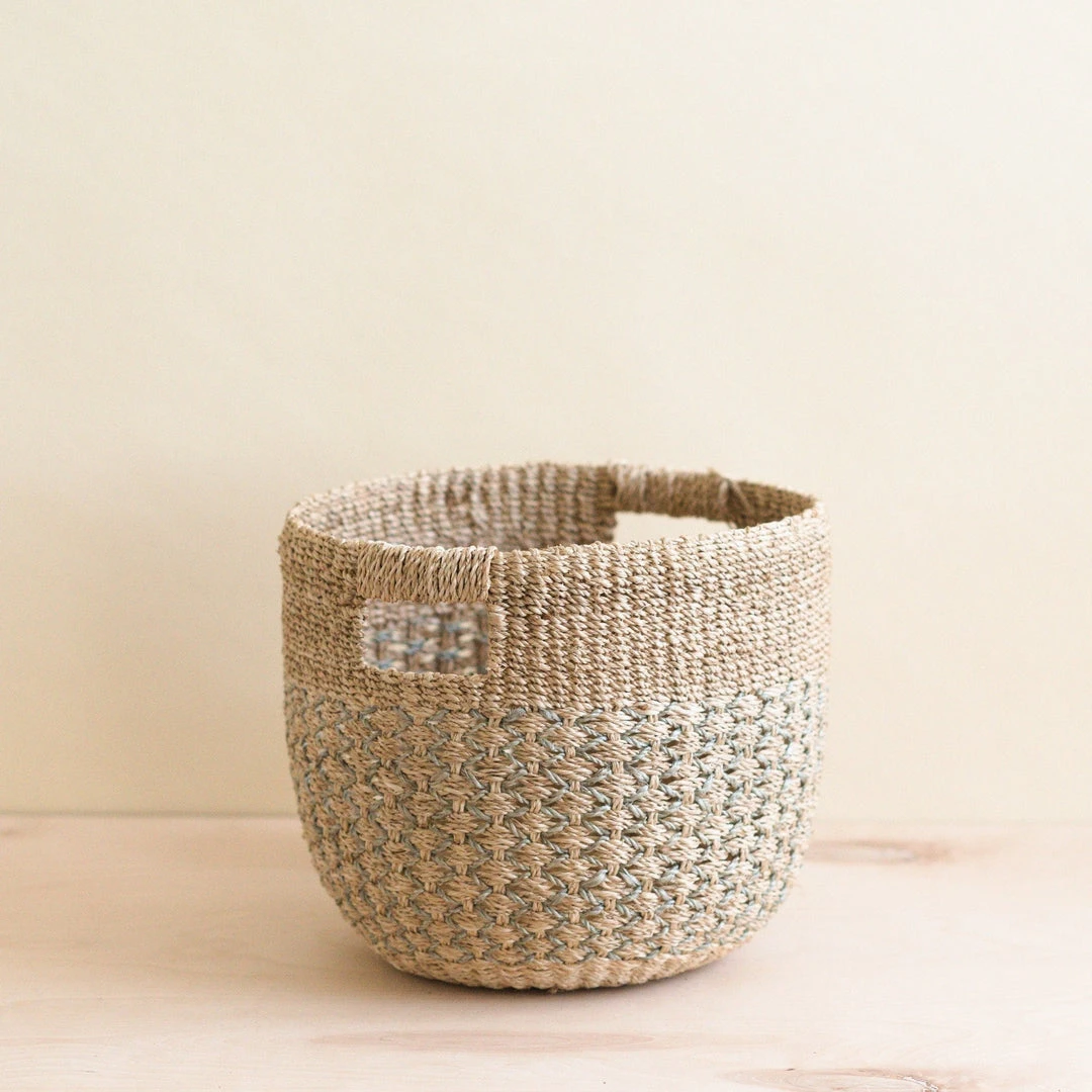 LIKHÂ Gray Patterned Round Basket 3 LIKHÂ Gray Patterned Round Basket