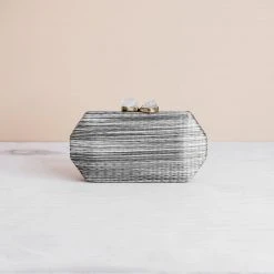 LIKHÂ Accessories Gray Shibori Pattern Clutch 10 LIKHÂ Accessories Gray Shibori Pattern Clutch