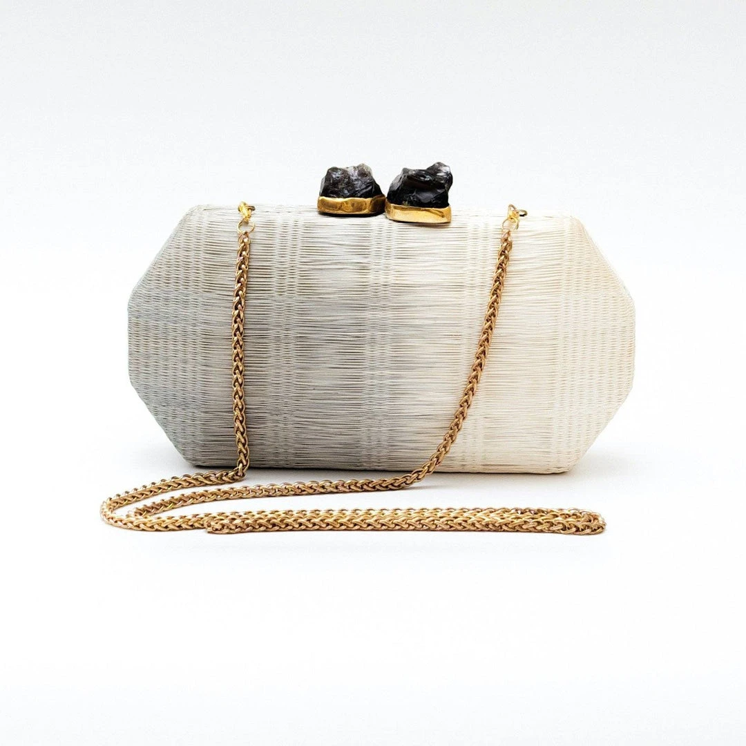 LIKHÂ Light Gray Hexagon Clutch Accessories 7 LIKHÂ Light Gray Hexagon Clutch Accessories