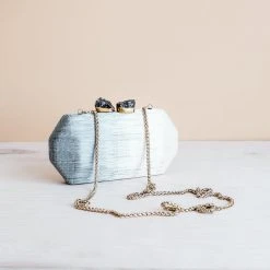 LIKHÂ Light Gray Hexagon Clutch Accessories