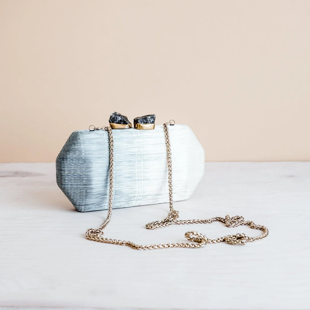 LIKHÂ Light Gray Hexagon Clutch Accessories 3 LIKHÂ Light Gray Hexagon Clutch Accessories