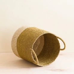 LIKHÂ Mustard Floor Basket With Handles 10 LIKHÂ Mustard Floor Basket With Handles