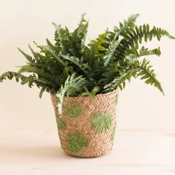LIKHÂ Home Goods Palm Embroidered Basket