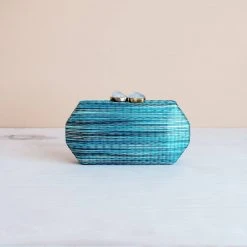 LIKHÂ Sea Green Shibori Pattern Clutch