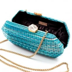 LIKHÂ Sea Green Shibori Pattern Clutch