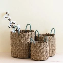 LIKHÂ Home Goods Sky Blue Handle Basket Set