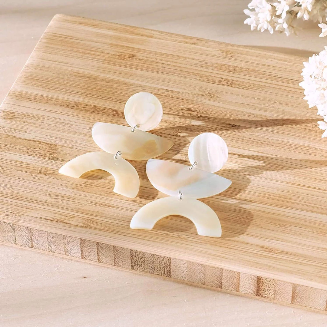 LIKHÂ Long Mother Of Pearl Geometric Earrings Special Occasion 3 LIKHÂ Long Mother Of Pearl Geometric Earrings Special Occasion