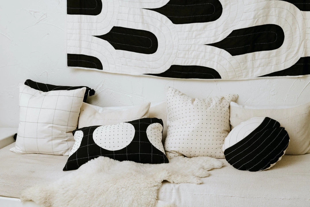 Anchal Lunar Dot Lumbar Pillow - Charcoal 6 Anchal Lunar Dot Lumbar Pillow - Charcoal