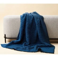 Studio Variously Macaroon Merino Wool Throw Blanket - Midnight Home Goods