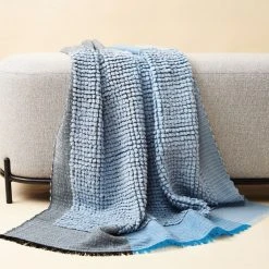 Studio Variously Home Goods Macaroon Merino Wool Throw Blanket - Sky