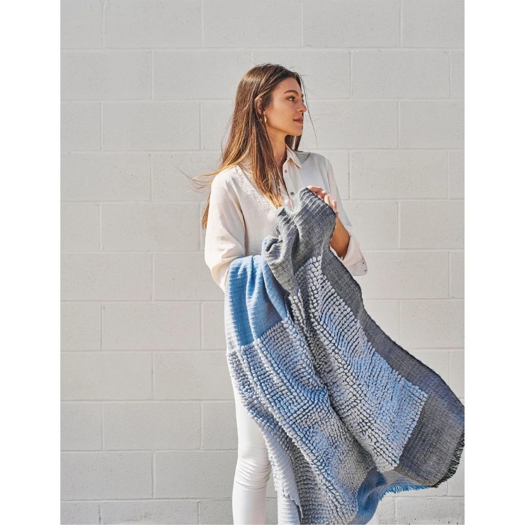 Studio Variously Home Goods Macaroon Merino Wool Throw Blanket - Sky 12 Studio Variously Home Goods Macaroon Merino Wool Throw Blanket - Sky