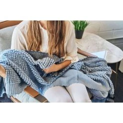 Studio Variously Home Goods Macaroon Merino Wool Throw Blanket - Sky 21 Studio Variously Home Goods Macaroon Merino Wool Throw Blanket - Sky