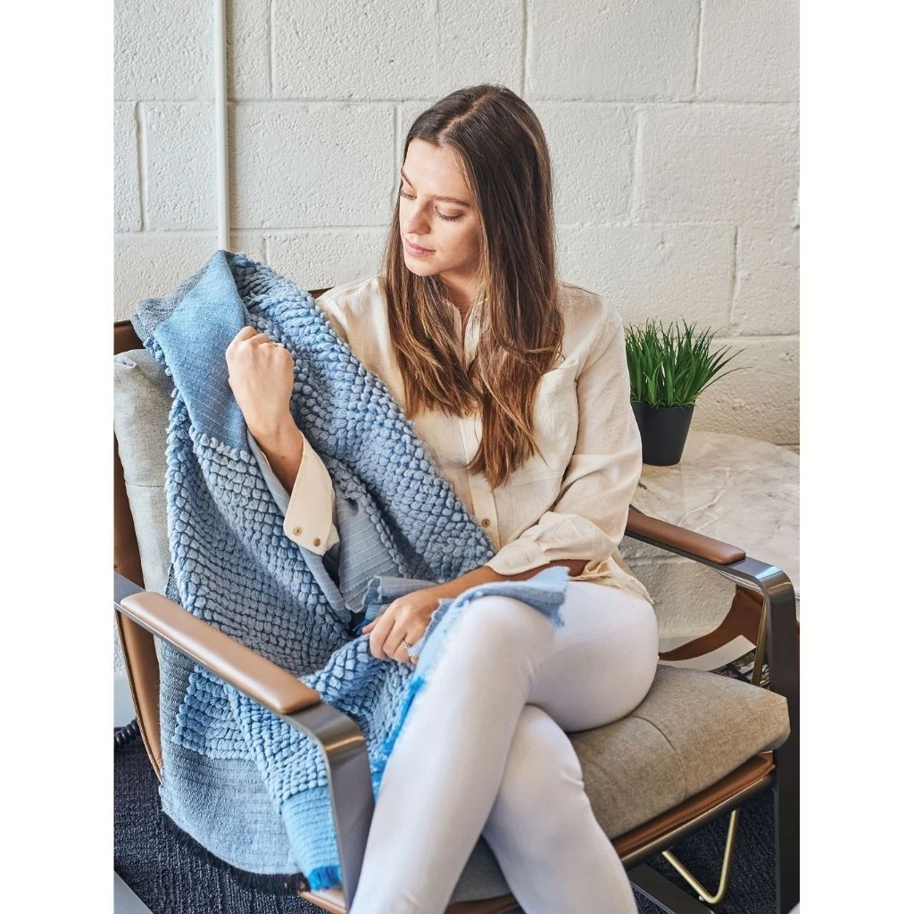 Studio Variously Home Goods Macaroon Merino Wool Throw Blanket - Sky 8 Studio Variously Home Goods Macaroon Merino Wool Throw Blanket - Sky