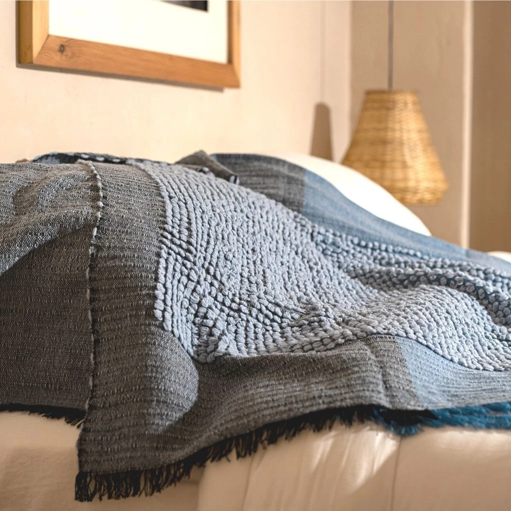 Studio Variously Home Goods Macaroon Merino Wool Throw Blanket - Sky 11 Studio Variously Home Goods Macaroon Merino Wool Throw Blanket - Sky