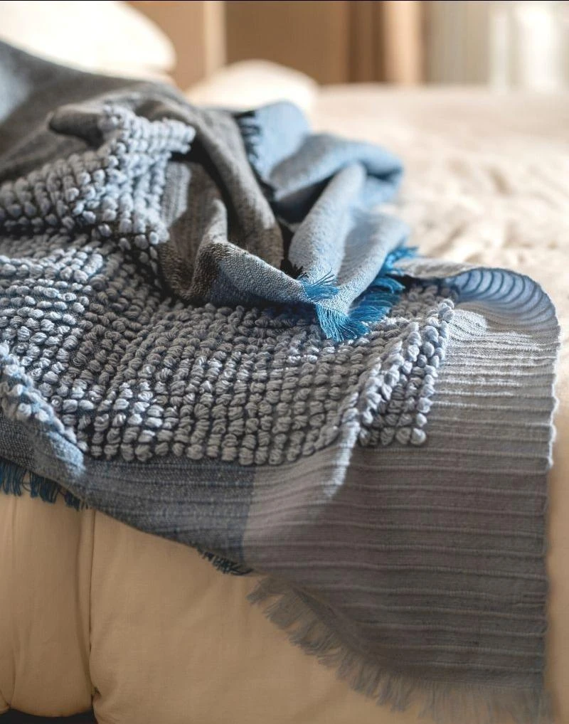 Studio Variously Home Goods Macaroon Merino Wool Throw Blanket - Sky 5 Studio Variously Home Goods Macaroon Merino Wool Throw Blanket - Sky