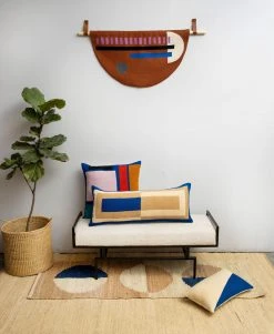 Leah Singh Marianne Wool Lumbar Pillow Cover - Blue Home Goods