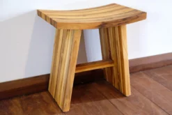 Masaya & Co. Handcrafted Zapatera Teak Shower Stool