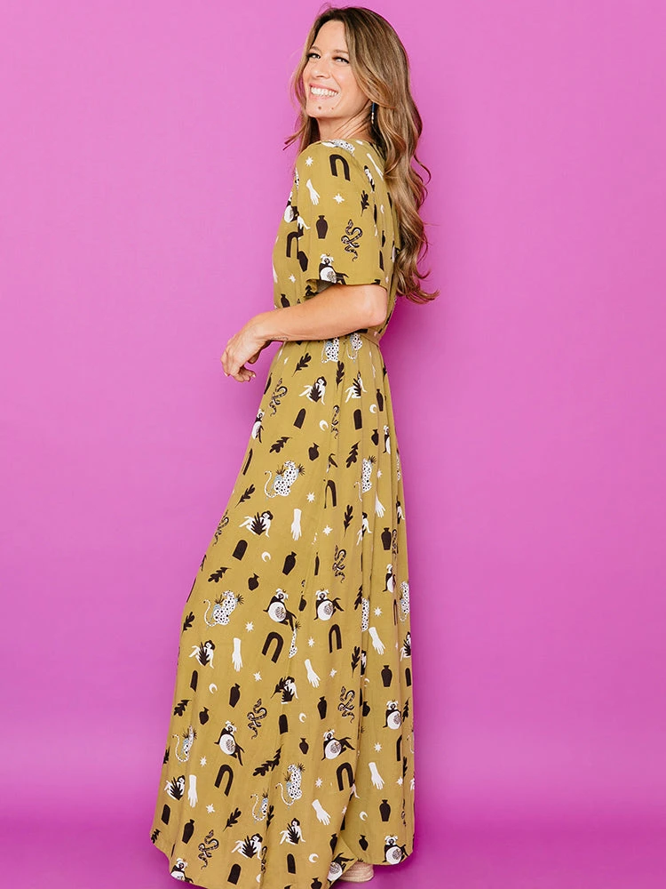 Mata Traders Clothing Brea Olive Curios Wrap Dress 4 Mata Traders Clothing Brea Olive Curios Wrap Dress