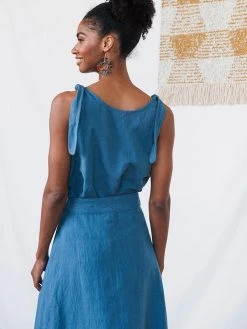 Mata Traders Brighton Linen Skirt - Blue Best Sellers