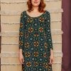 Mata Traders Special Occasion Delilah Teal Tile Long Sleeve Dress