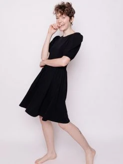 Mata Traders Inez Black Bubble Sleeve Dress