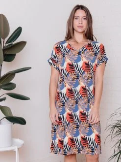 Mata Traders Clothing Montrose Layered Palms Tie Dress
