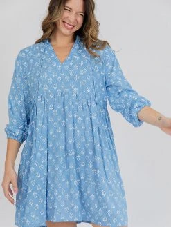 Mata Traders Clothing Sohla Cornflower Blossom Mini Dress