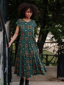 Mata Traders Tiered Teal Tile Jersey Dress Best Sellers