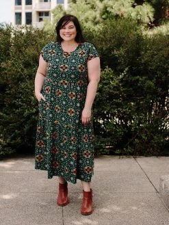 Mata Traders Tiered Teal Tile Jersey Dress Best Sellers