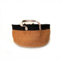 Mbare Home Goods Floor Basket With Leather Handles