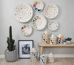 Mbare Home Goods Ikiba Small Wall Basket - Blue Squares