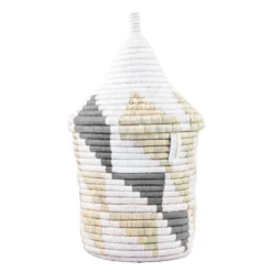 Mbare Handcrafted Inyabu Medium Basket - Gray Triangles