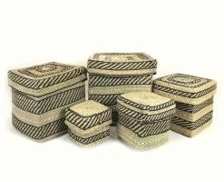 Mbare Square Iringa Basket - Black Stripe Home Goods