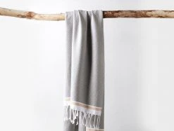 Coyuchi Home Goods Mediterranean Towels - Deep Pewter / Tangerine Stripe