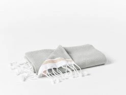 Coyuchi Home Goods Mediterranean Towels - Deep Pewter / Tangerine Stripe