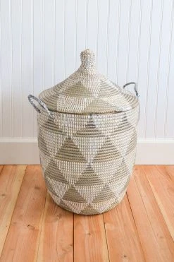 Swahili African Modern Medium Silver Triangle Laundry Hamper 11 Swahili African Modern Medium Silver Triangle Laundry Hamper