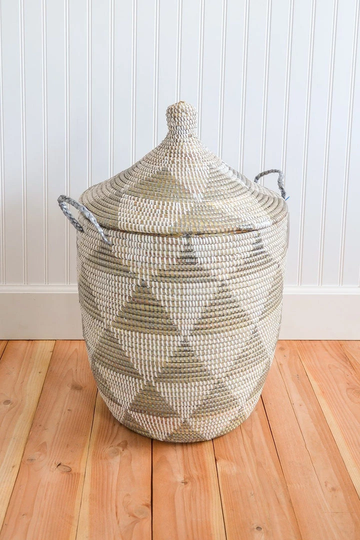 Swahili African Modern Medium Silver Triangle Laundry Hamper 7 Swahili African Modern Medium Silver Triangle Laundry Hamper