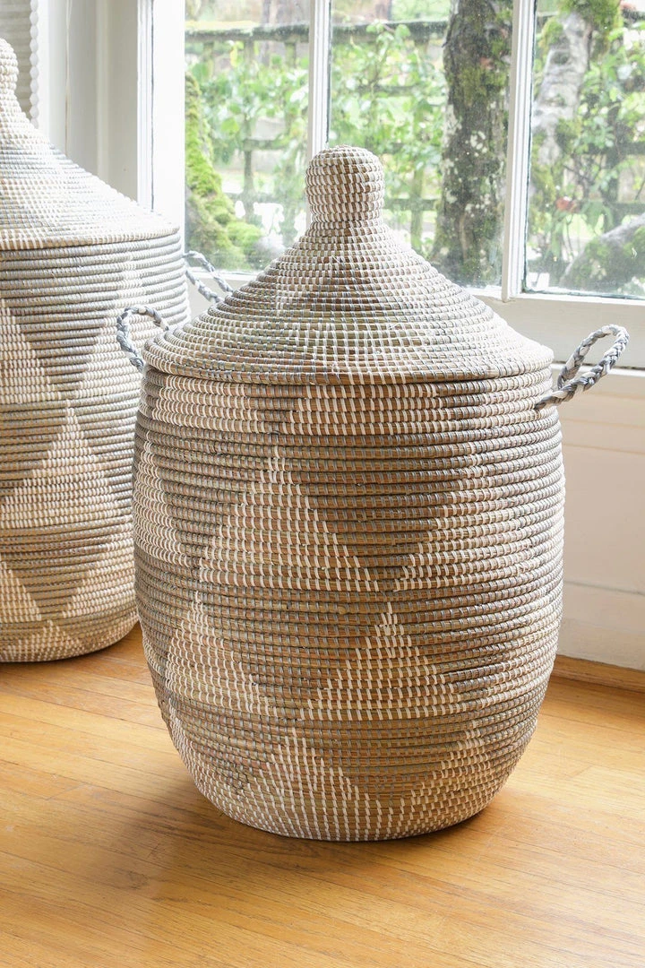 Swahili African Modern Medium Silver Triangle Laundry Hamper 6 Swahili African Modern Medium Silver Triangle Laundry Hamper