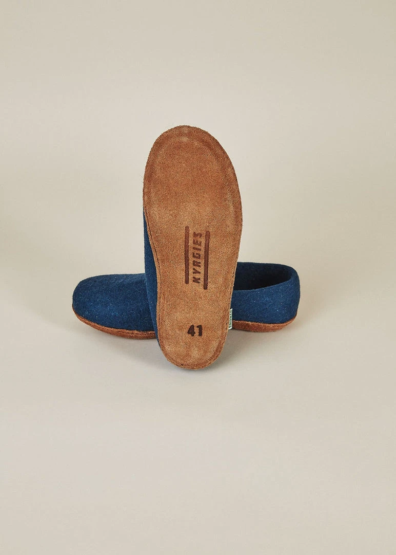 Kyrgies Men's Molded Sole High Back Wool Slippers - Navy 6 Kyrgies Men's Molded Sole High Back Wool Slippers - Navy